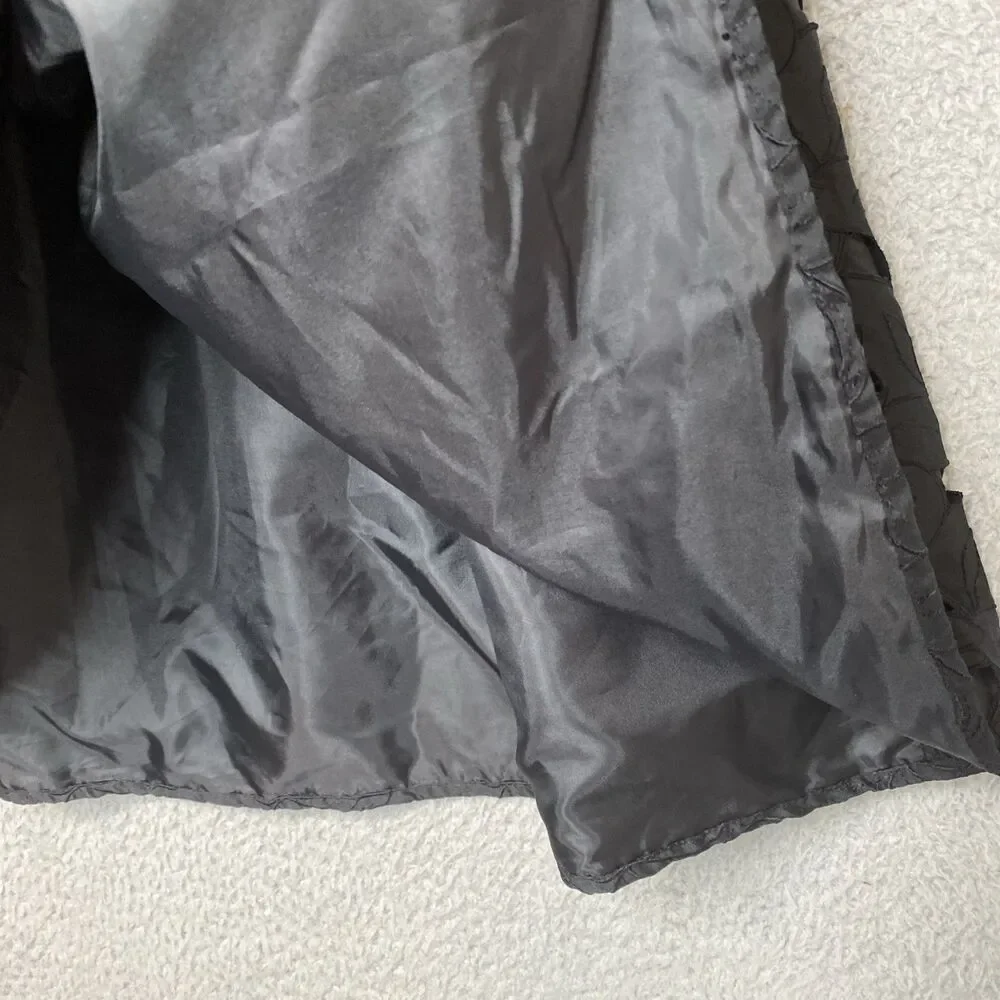 Talbots Silk Whymsy Fairy Midi Eyelet Overlay Lined Black Skirt A-line Size 14